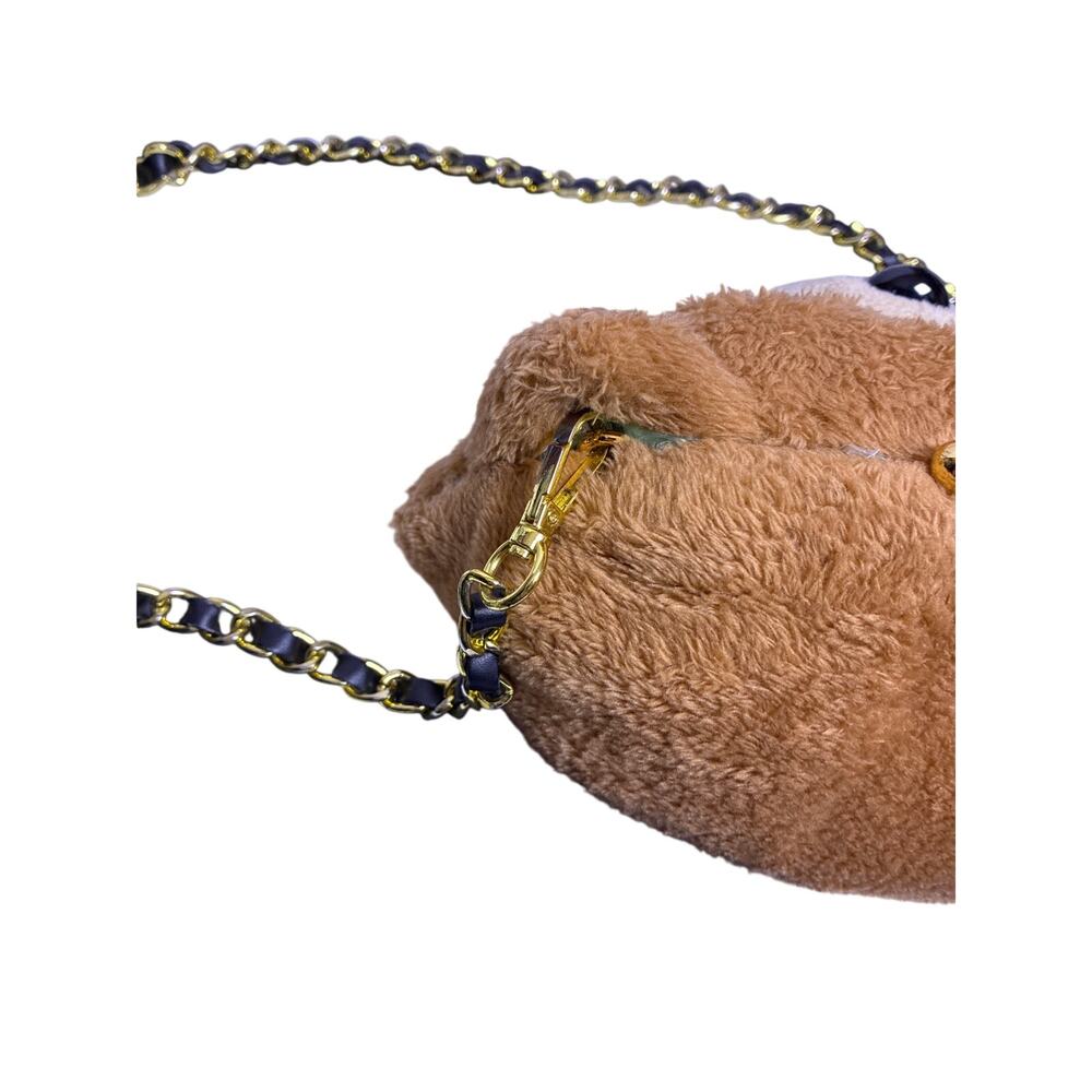 Kawaii Teddy Bear Purse Gold Chain Clutch Cute Lined Mini Bag Novelty Y2K - Picture 4 of 5